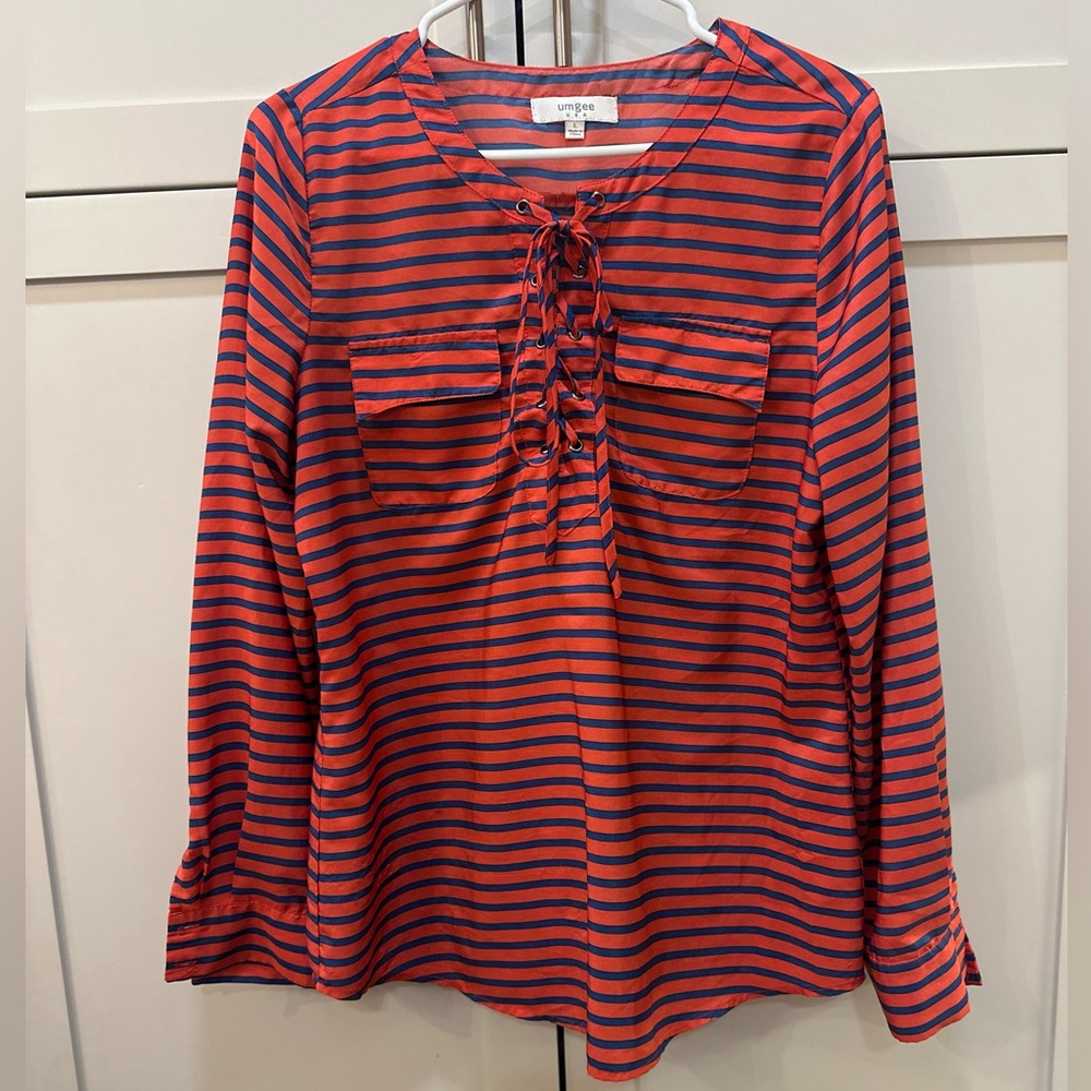 UMGEE Striped Red and Blue Women's Top- Large